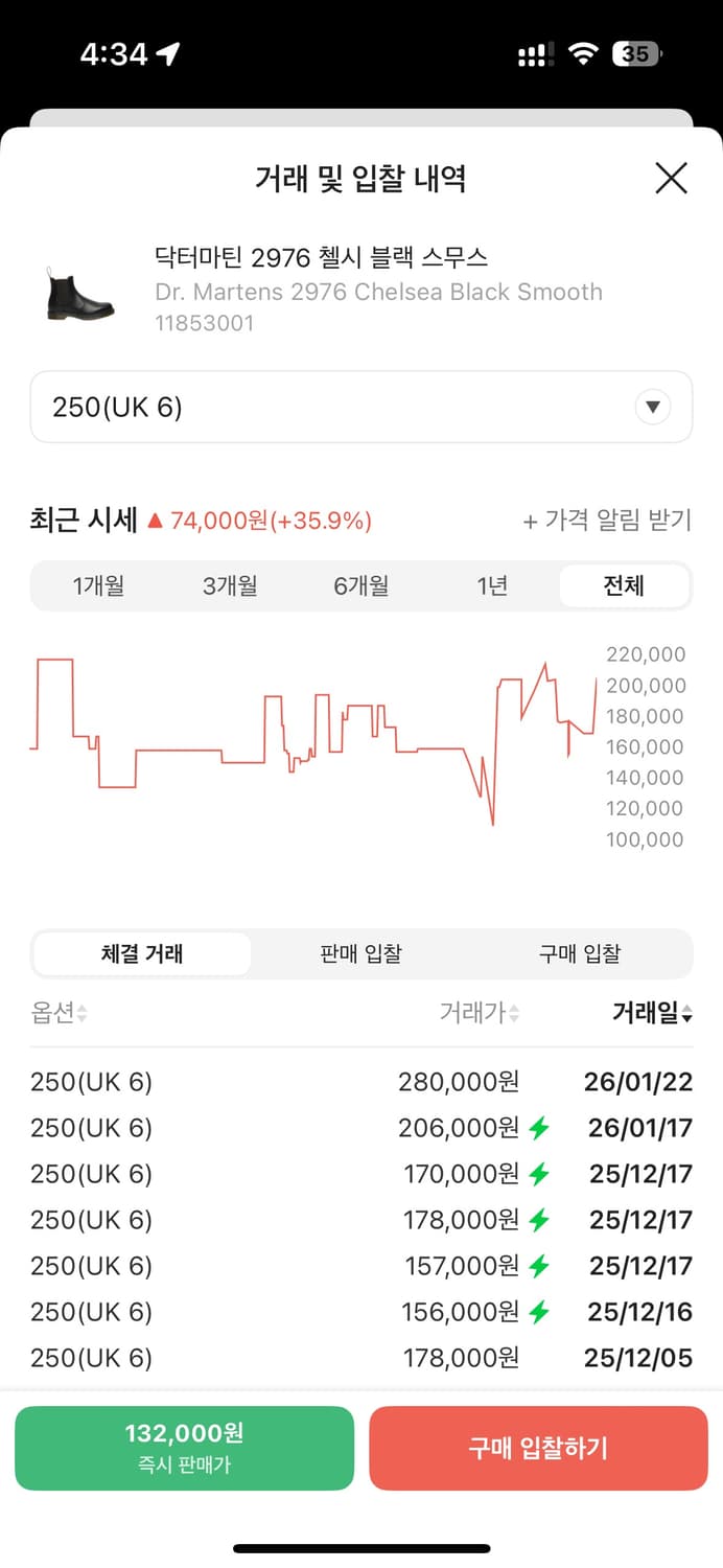 닥터마틴 2976 첼시 블랙 스무스 250 (UK6) 상품이미지2