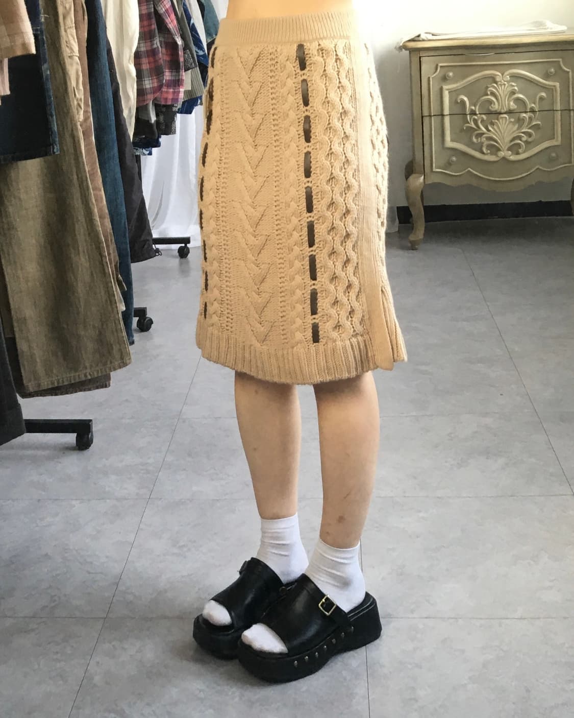 Cable pattern knit skirt 상품이미지4