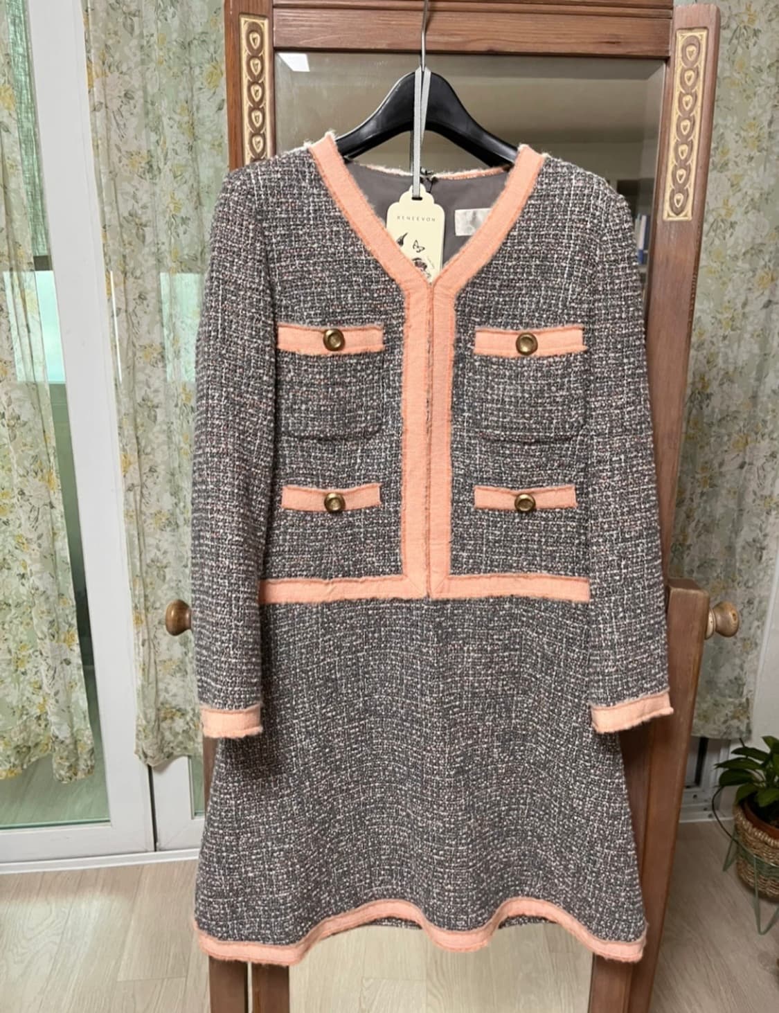 Reneevon 레니본 핑크 트위드 코코 원피스_54사이즈(55) 상품이미지1