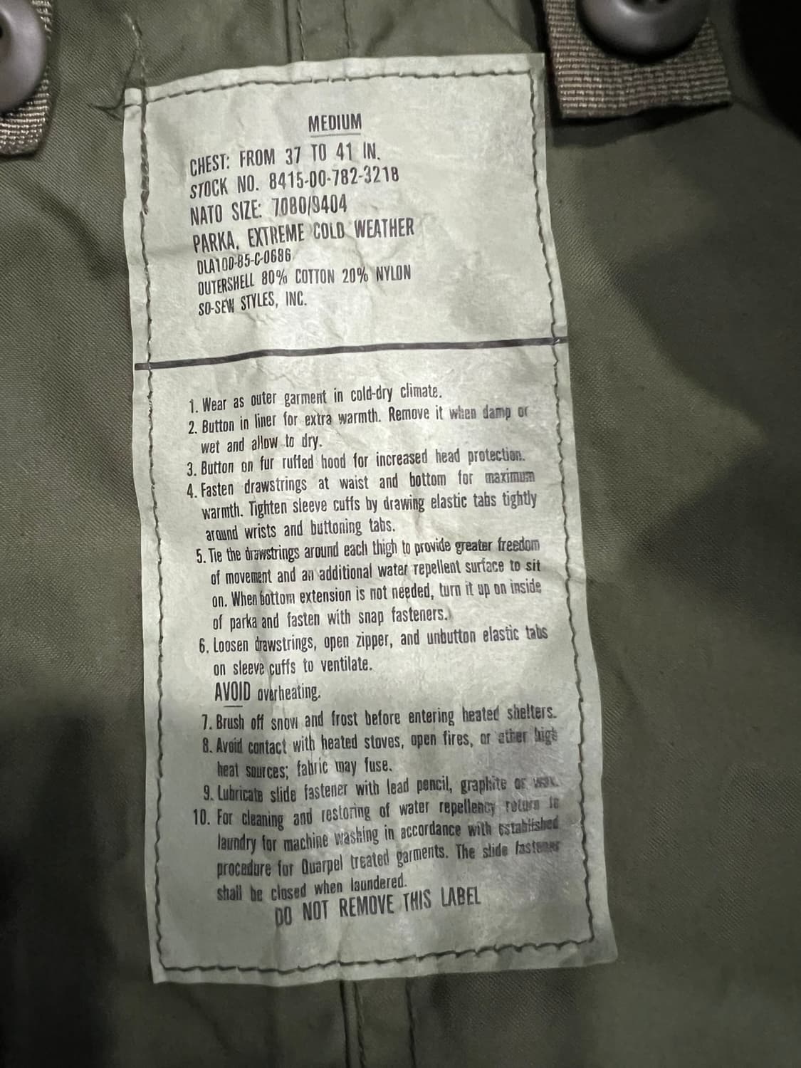 (M) M65 피쉬테일 오리지널 개파카 데드스탁 상품이미지5