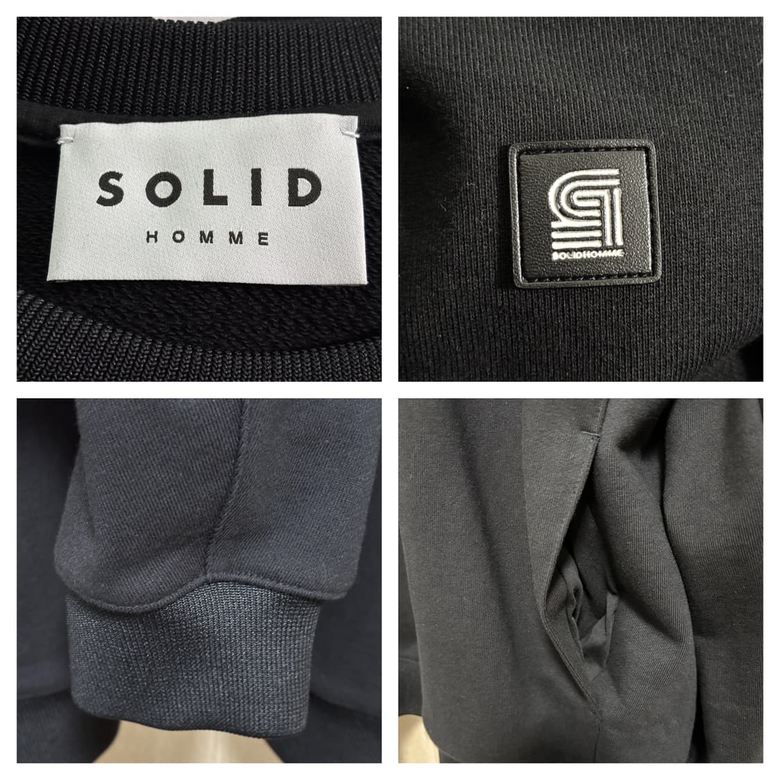 솔리드옴므 백로고 오버핏 맨투맨46/블랙 상품이미지4