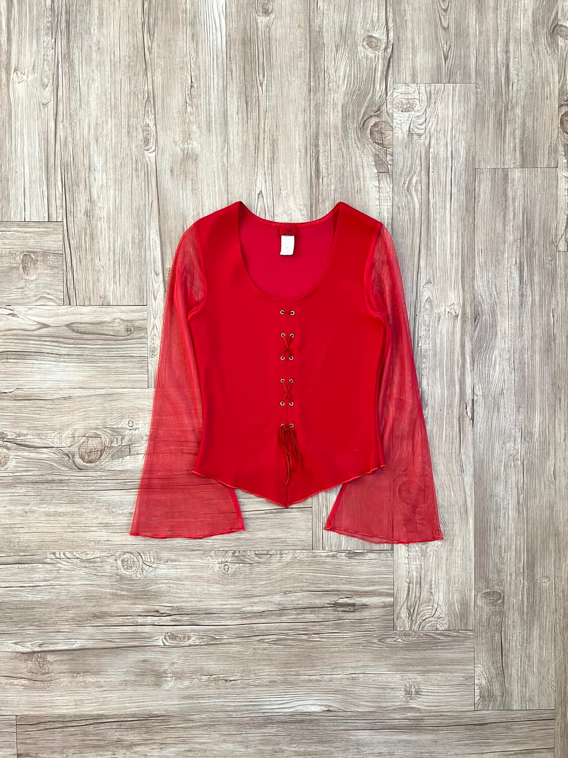 jubi 레드 코르셋 시스루 탑  상품이미지1