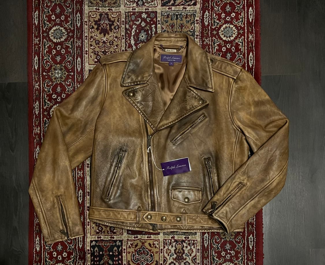 랄프로렌 퍼플라벨 왁스드 레더 바이커 자켓 상품이미지3