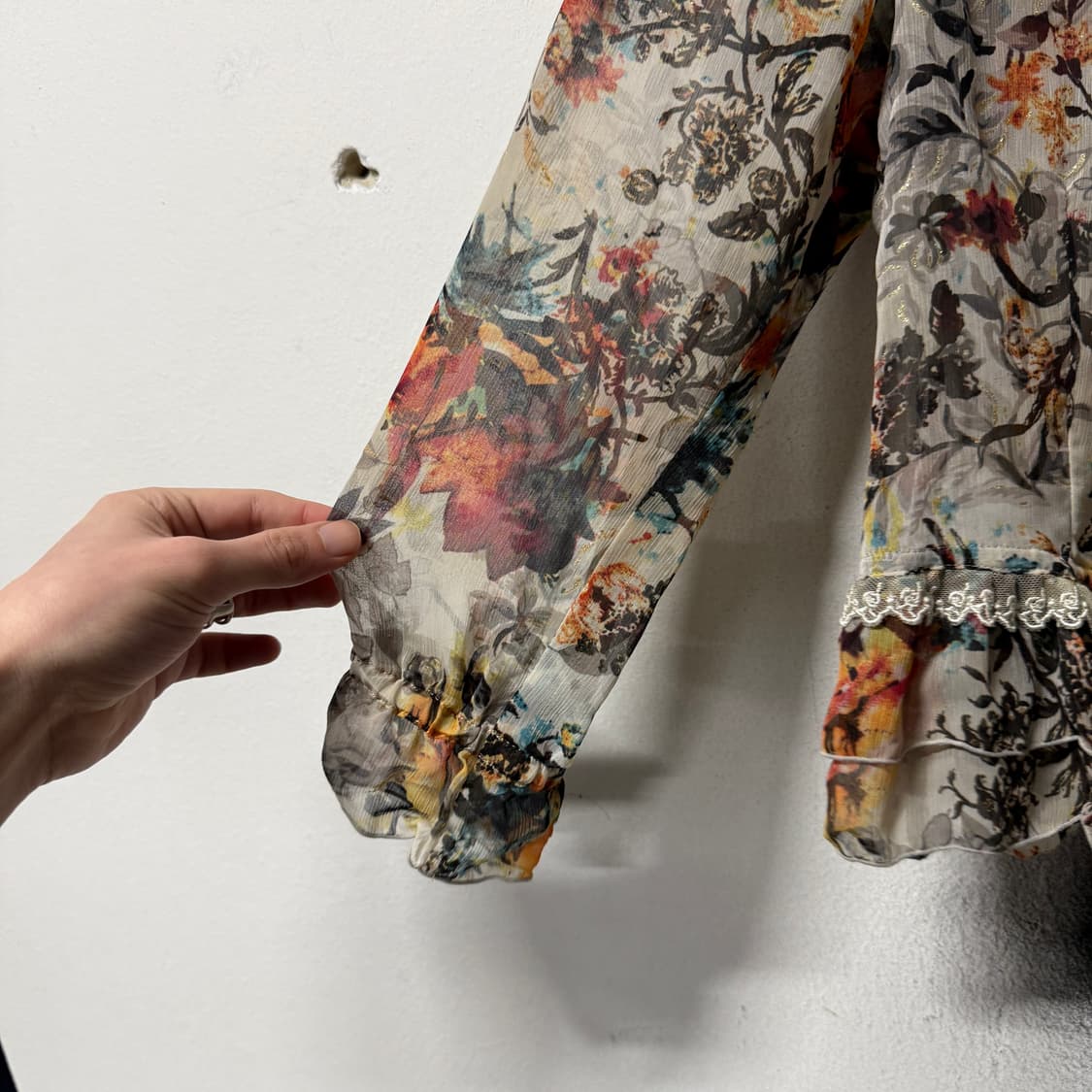 VTG 빈티지 에스닉 모리 레이스 디테일 크롭 블라우스 상품이미지5