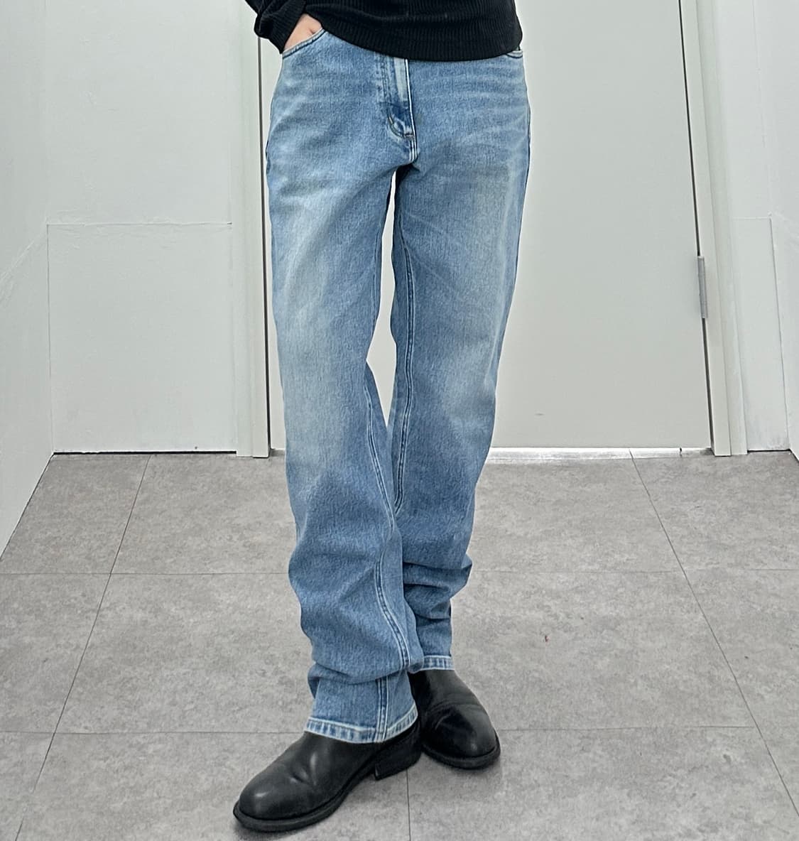 Wrangler brown leather tap denim washing 상품이미지1