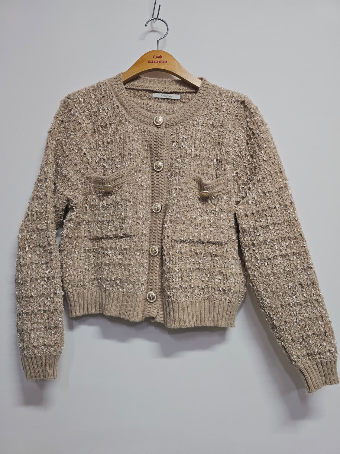 케니스레이디 트위드 니트 가디건 베이지 상품이미지1