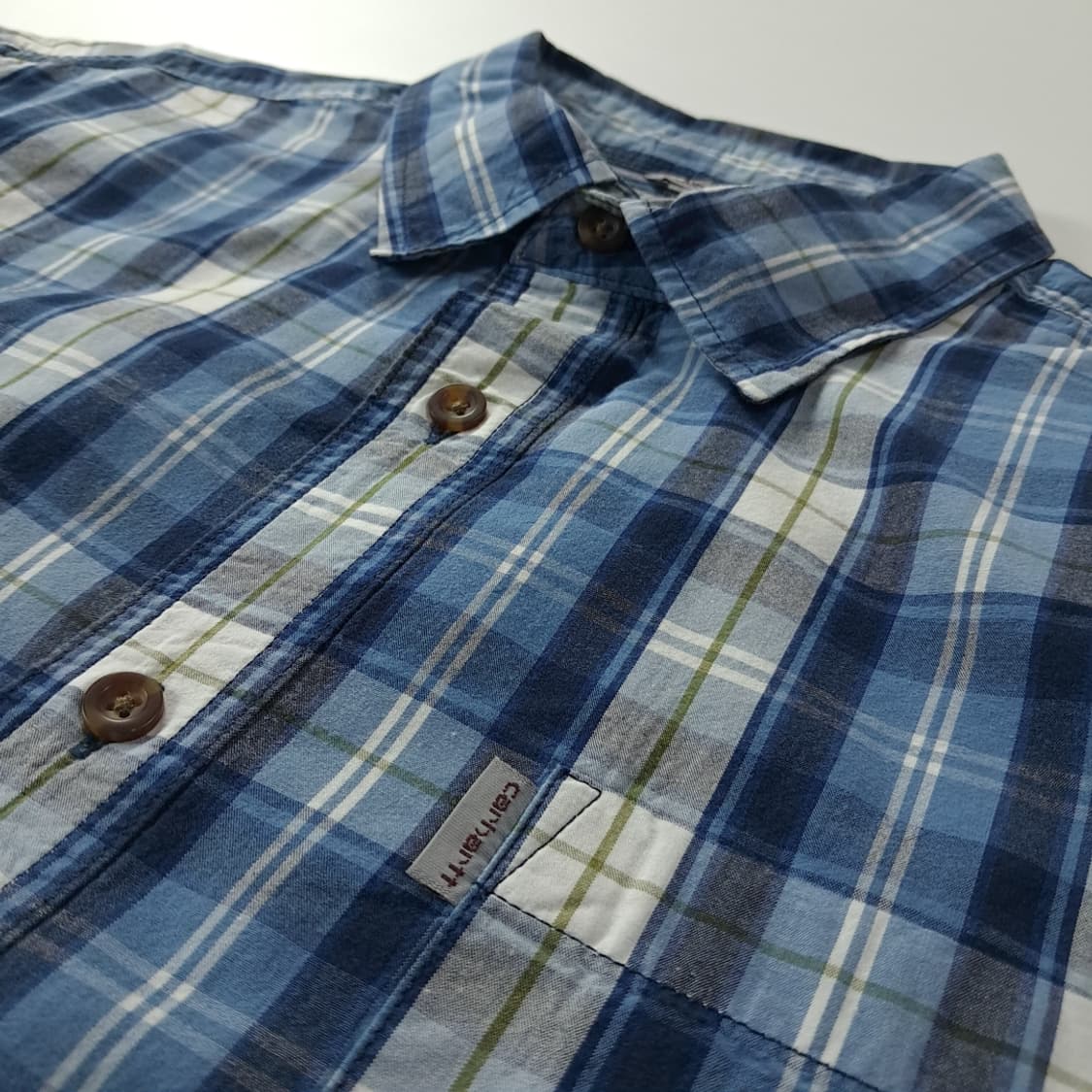 CK205 XL 칼하트 블루 플래드 체크 반팔 셔츠 남방 상품이미지4