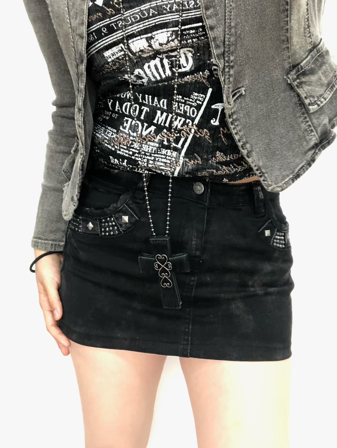 black wash stud detail mini skirt(예약중) 상품이미지2
