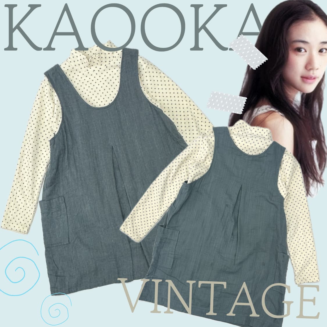 🩵하구미의 도트 러블리 코디세트🩵 목폴라 원피스 베이비돌 그런지 상품이미지1