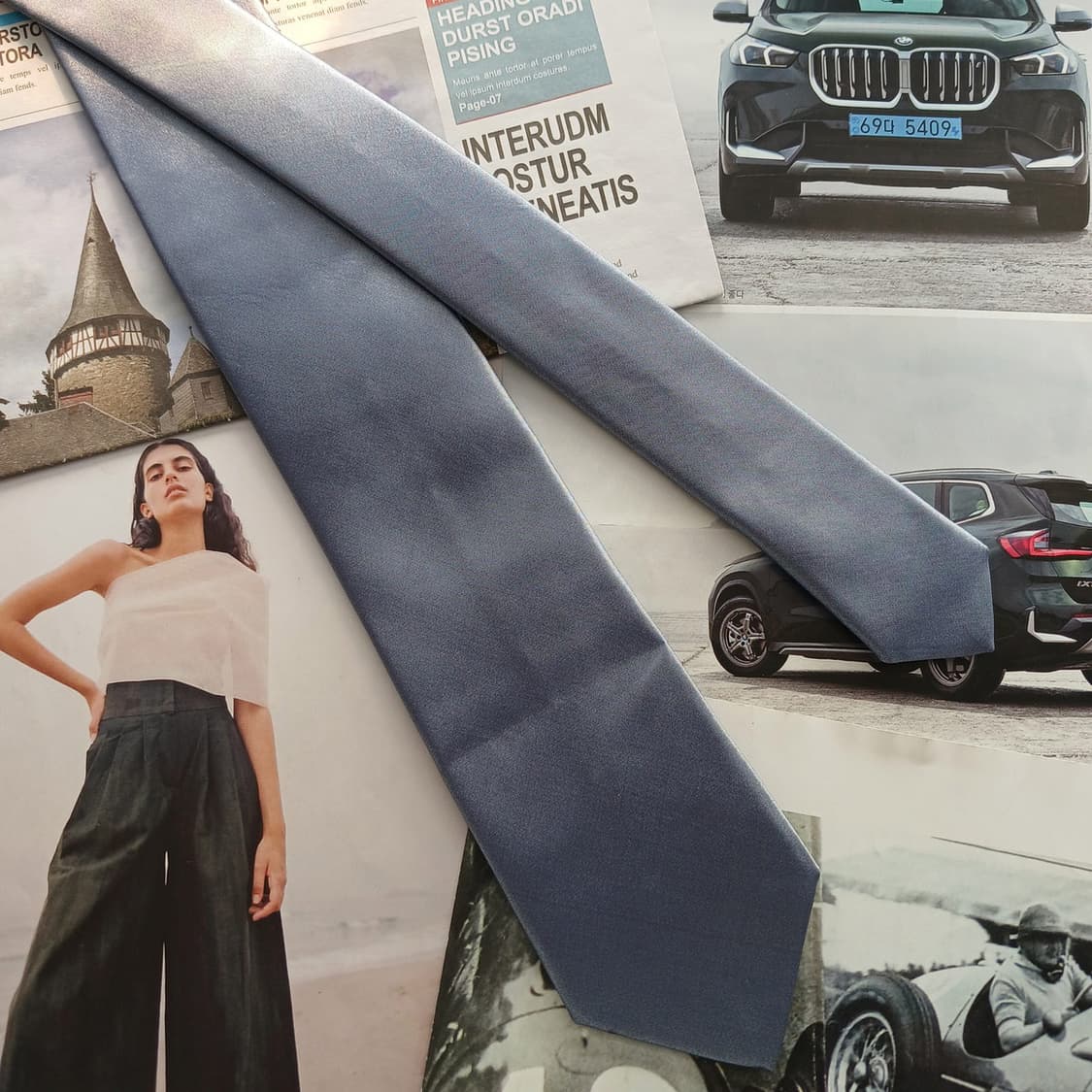 메트로시티 실크 그레이 솔리드 슬림 넥타이 7.2cm A등급 A18524 상품이미지3