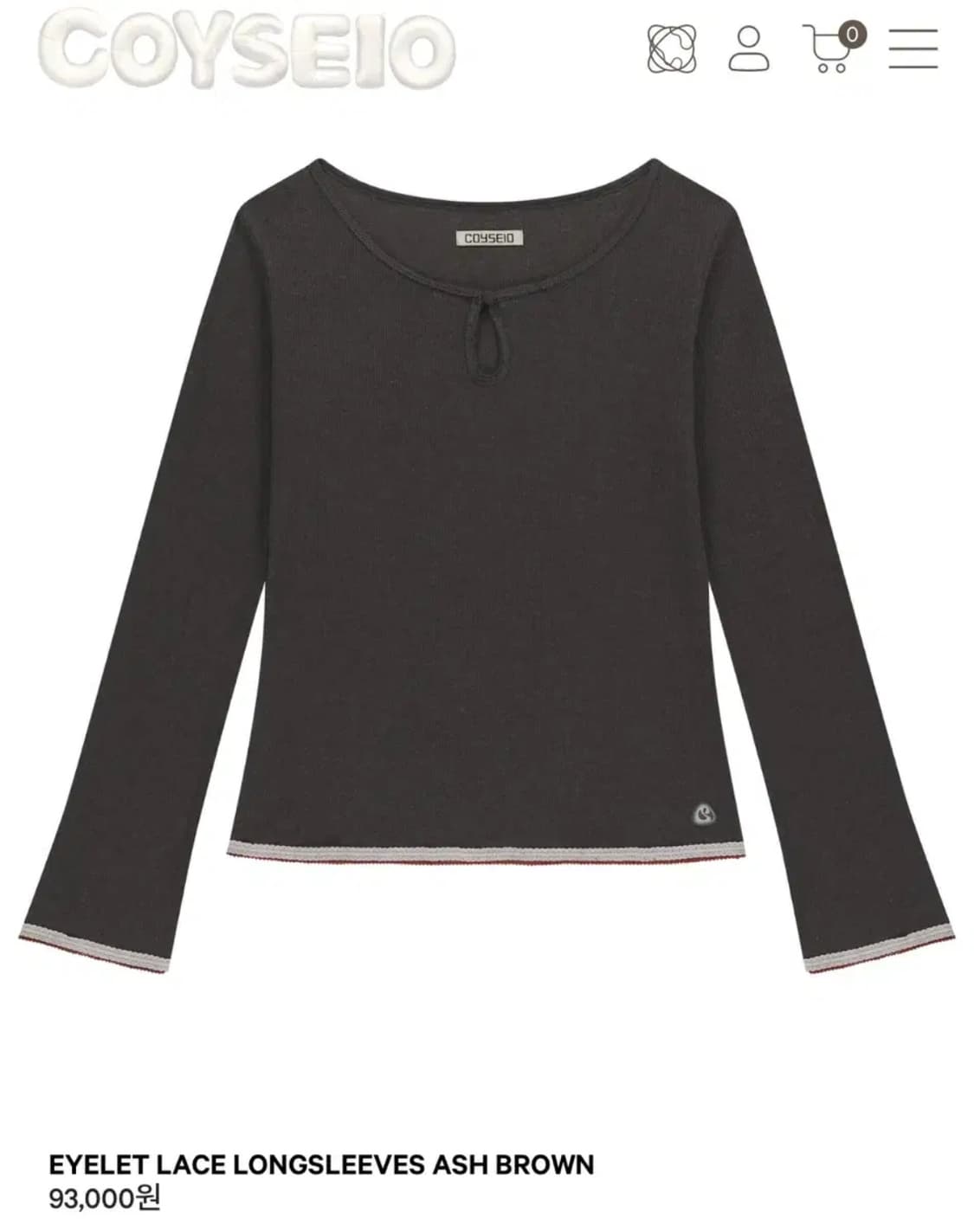 코이세이오 아일렛 레이스 롱슬리브 브라운 상품이미지1