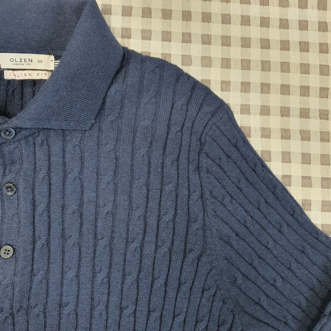 올젠 캐시미어 꽈배기 니트 카라티 남자95 상품이미지3