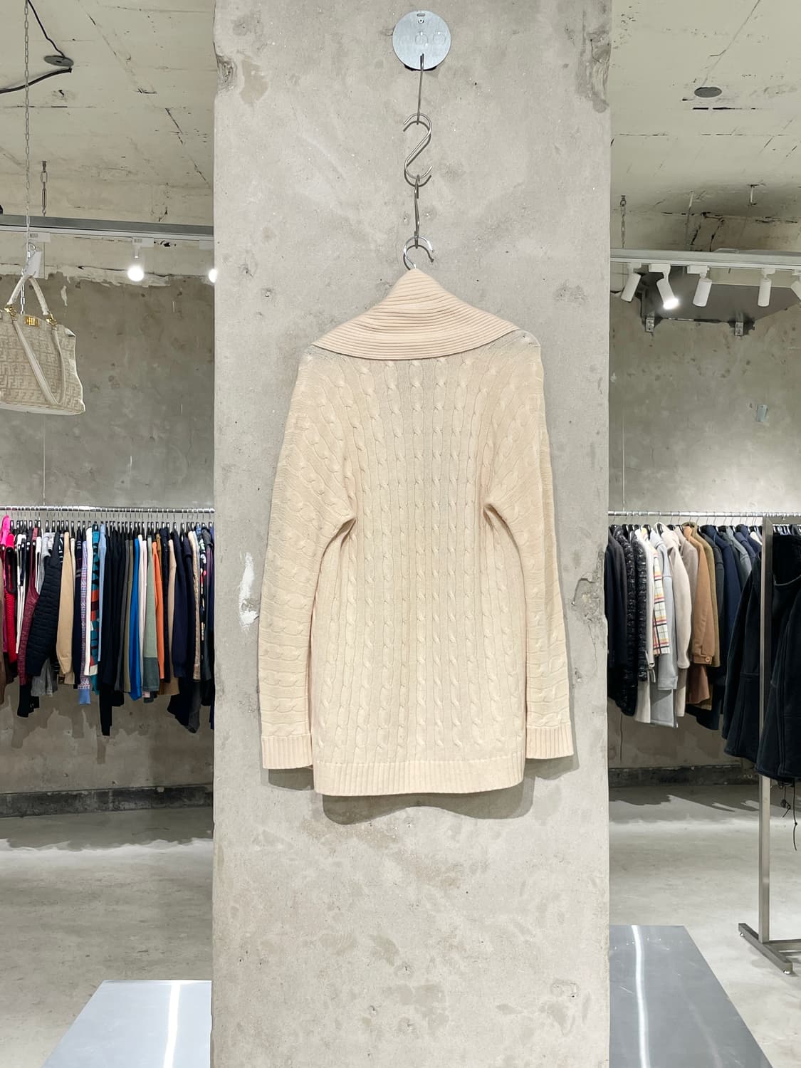 랄프 로렌 아이보리 숄 카라 케이블 오픈 가디건 상품이미지6