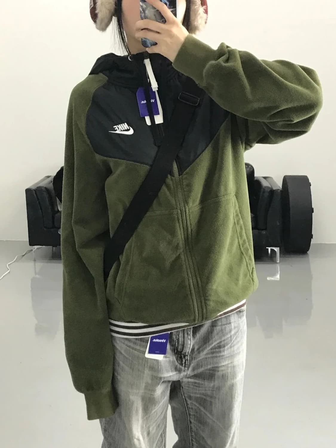 나이키 카키 후리스 후드집업 상품이미지3
