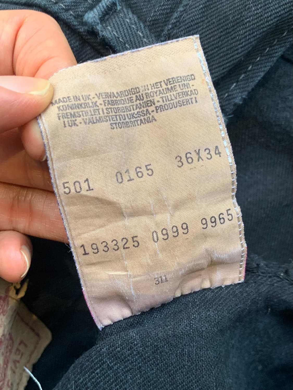 90s 리바이스 501 블랙 데님팬츠 36X34 상품이미지5