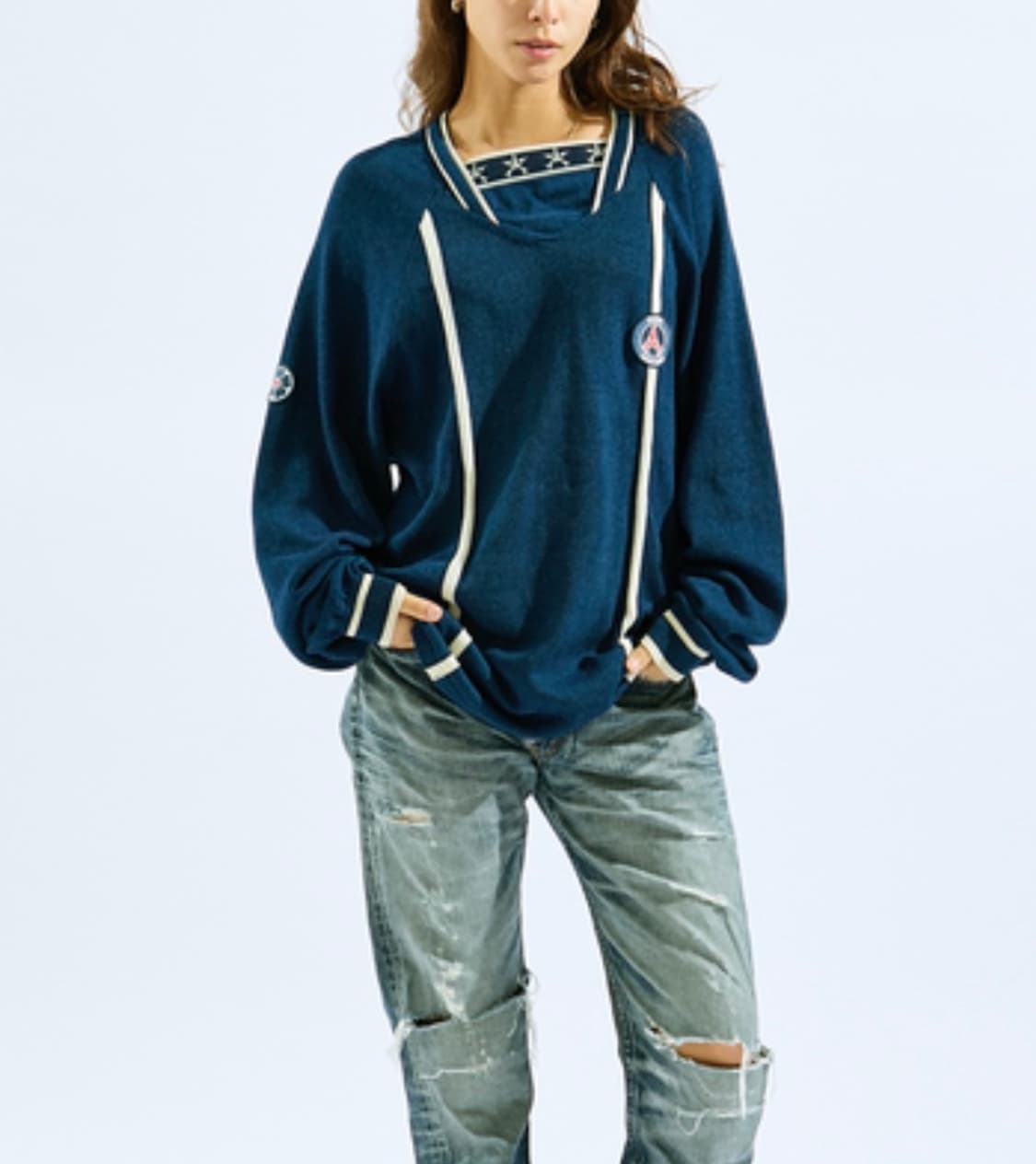 (M) Poggy x 파리생제르망 인디고 니트 상품이미지1