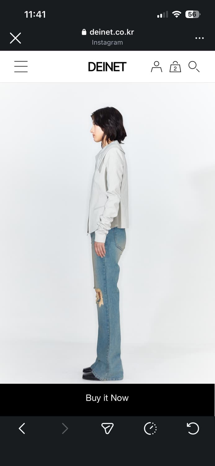 DEINET 스크래치 데미지 부츠컷 데님팬츠 블루 상품이미지2