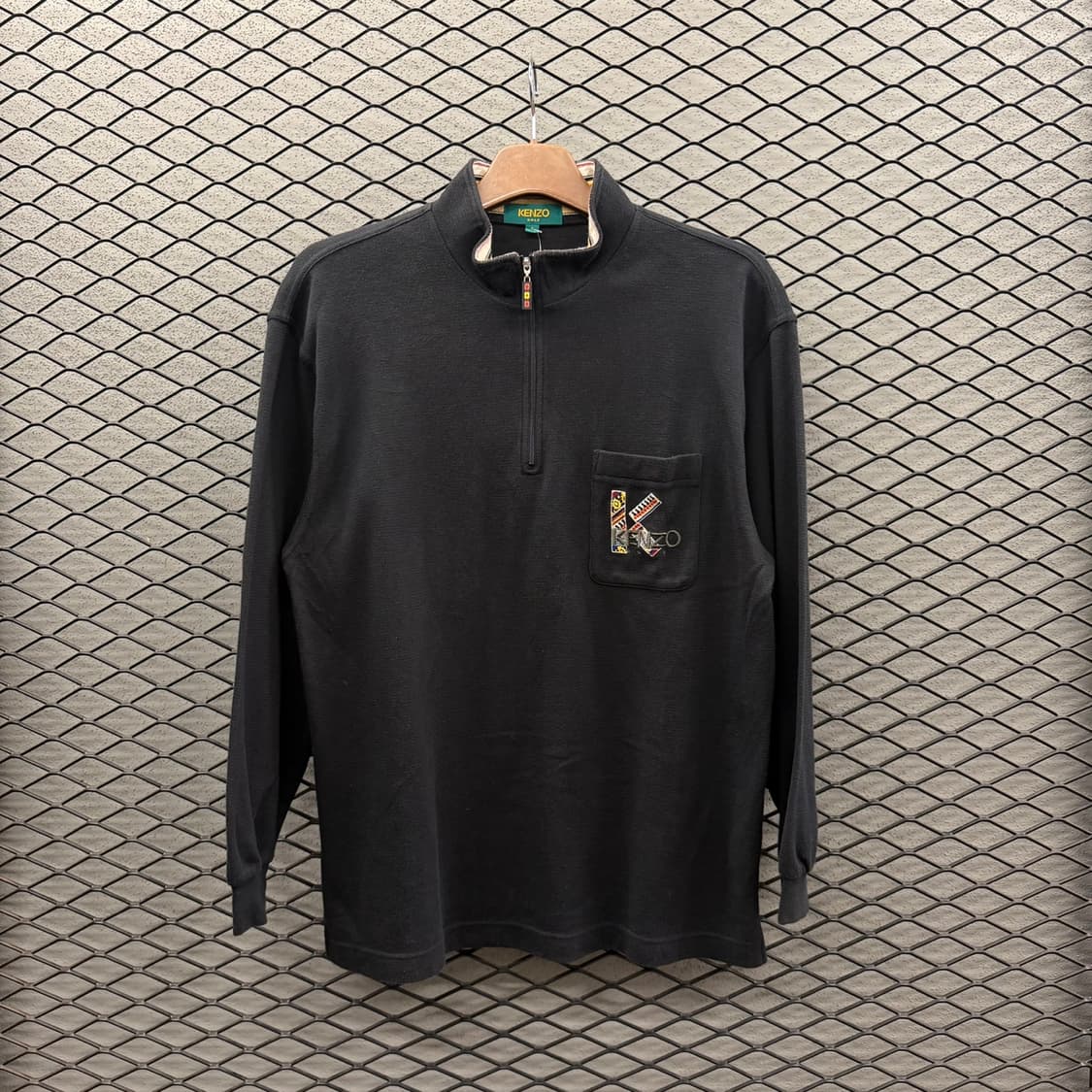 겐조 반집업 니트 포켓 컬러풀 넥카라 자수로고 디테일 블랙 상품이미지2