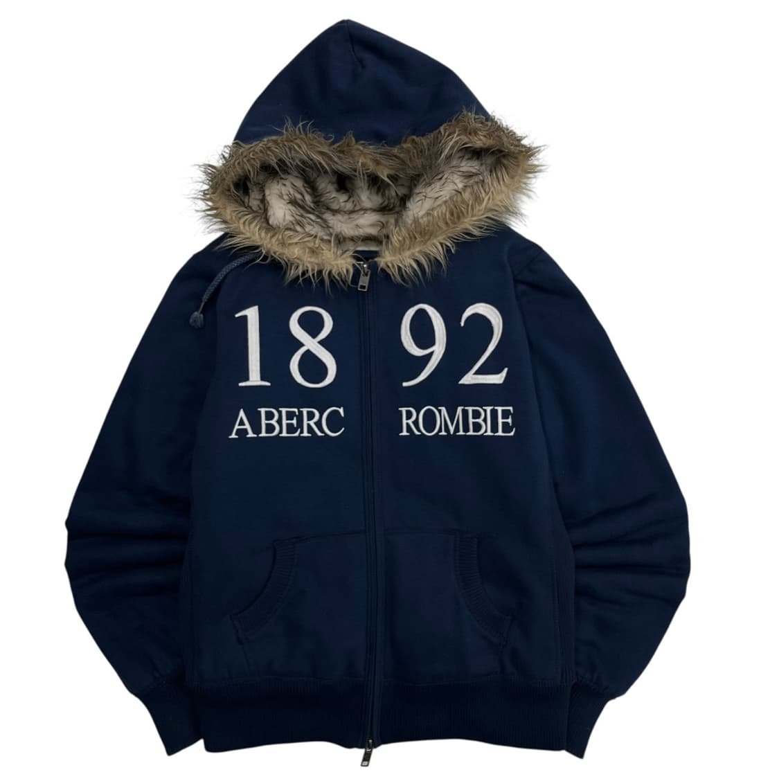 아베크롬비 자수로고 네이비 울프죠 후드집업 M 상품이미지3