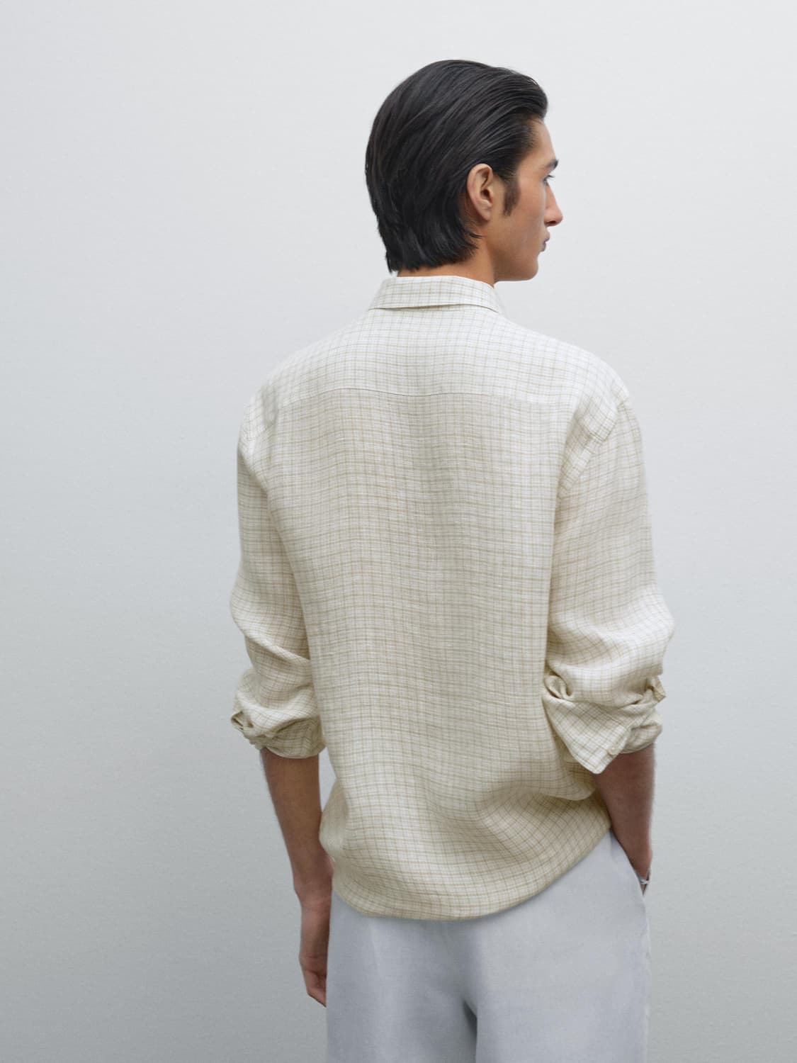 [XL] 마시모두띠 린넨 체크 셔츠 BEIGE 상품이미지5