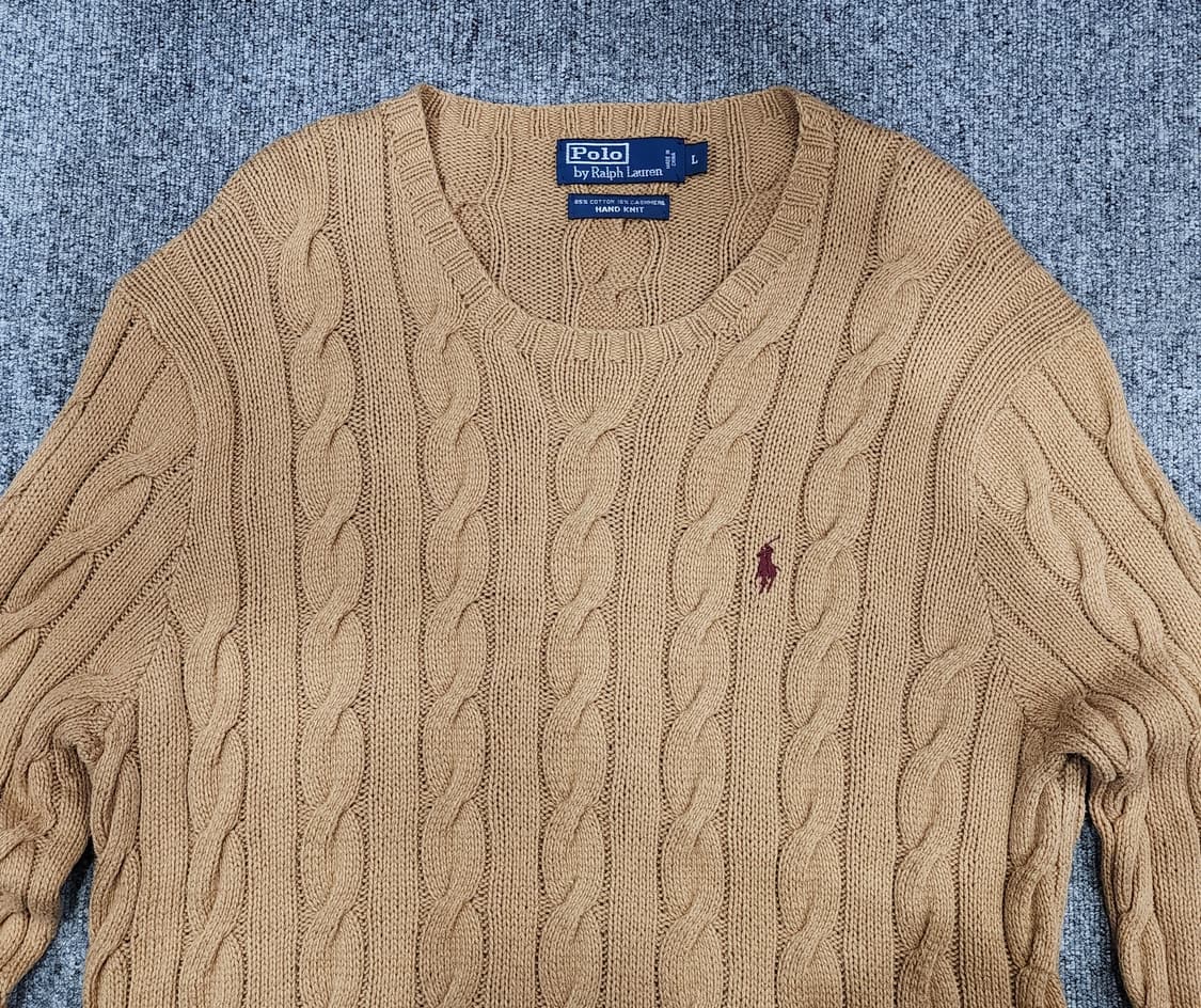 폴로 랄프로렌 코튼 캐시미어 케이블 꽈배기 니트 L 상품이미지3