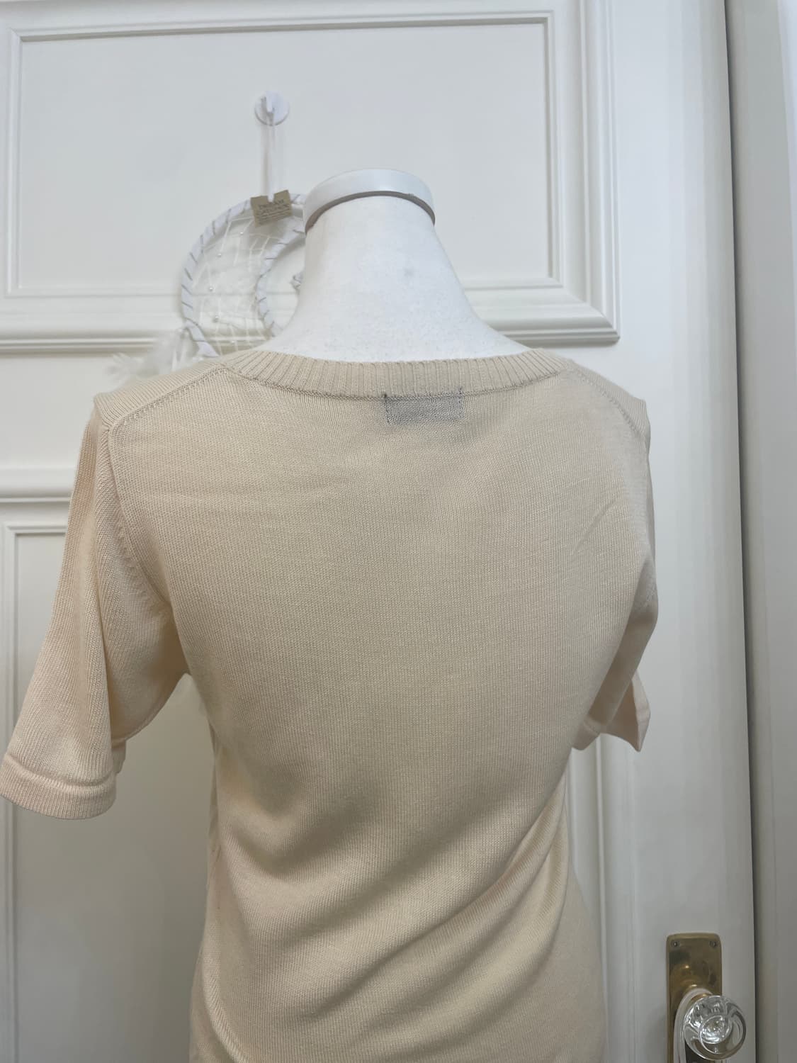 beige argyle point square-neck knit top 상품이미지4