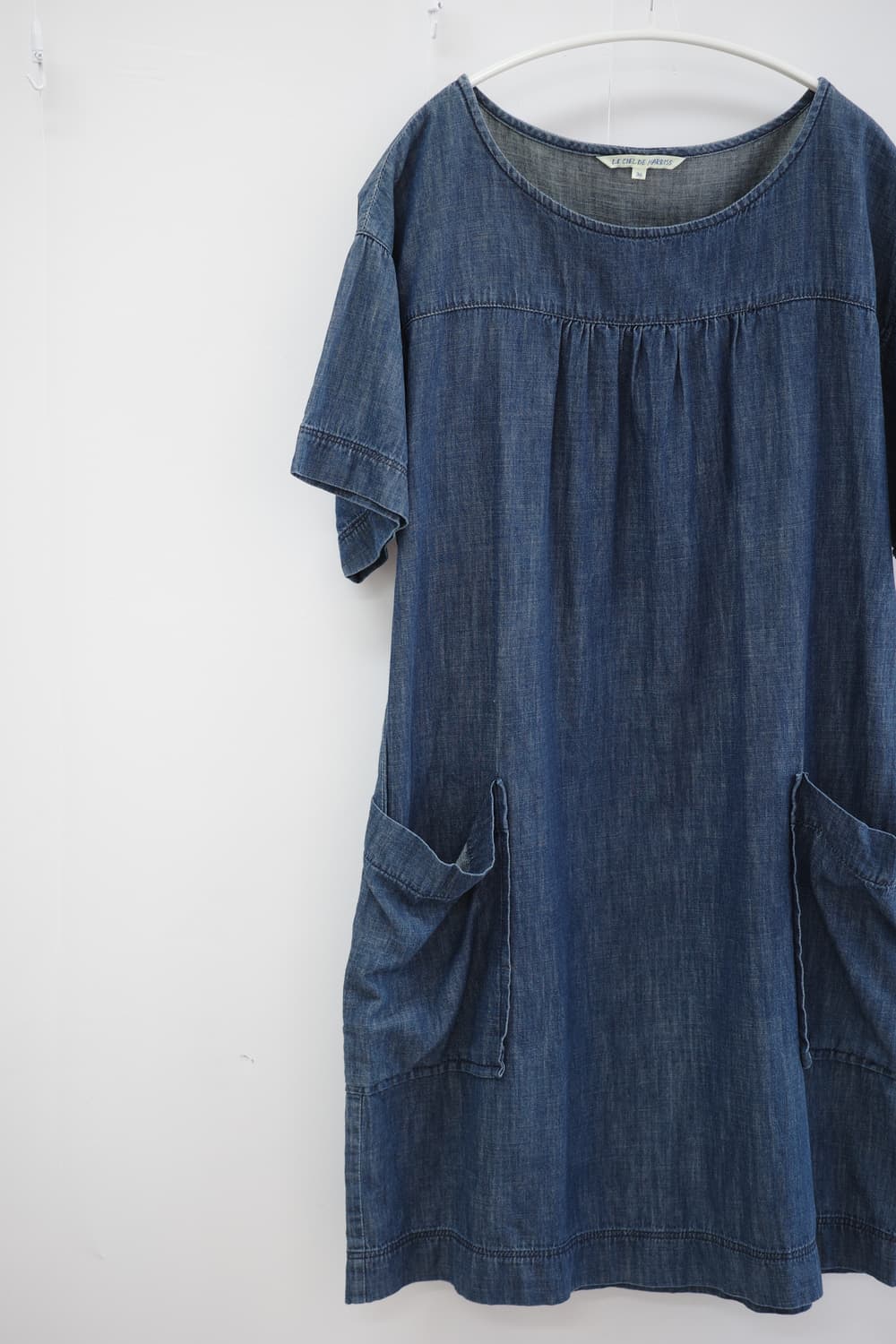 Cotton demin wood button one-piece 상품이미지7