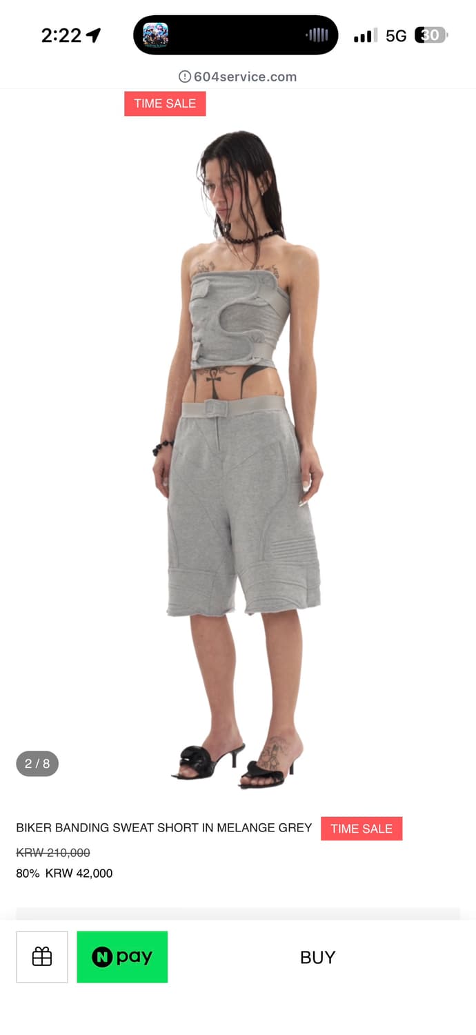 604서비스 바이커 밴딩 스웻쇼츠 그레이 상품이미지2