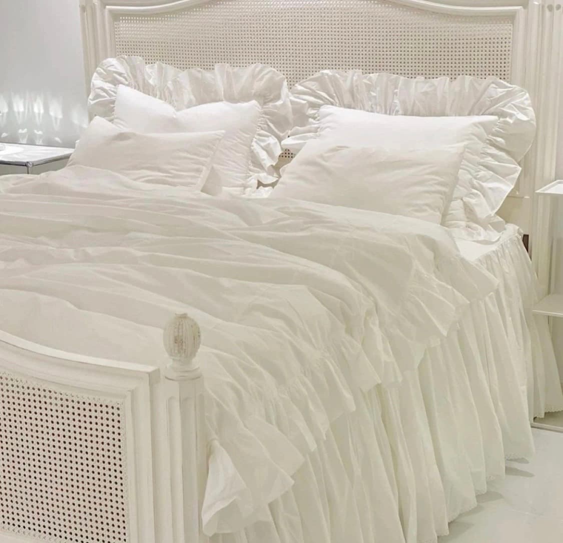 화이트 프릴차렵이불커버 슈퍼싱글  상품이미지1