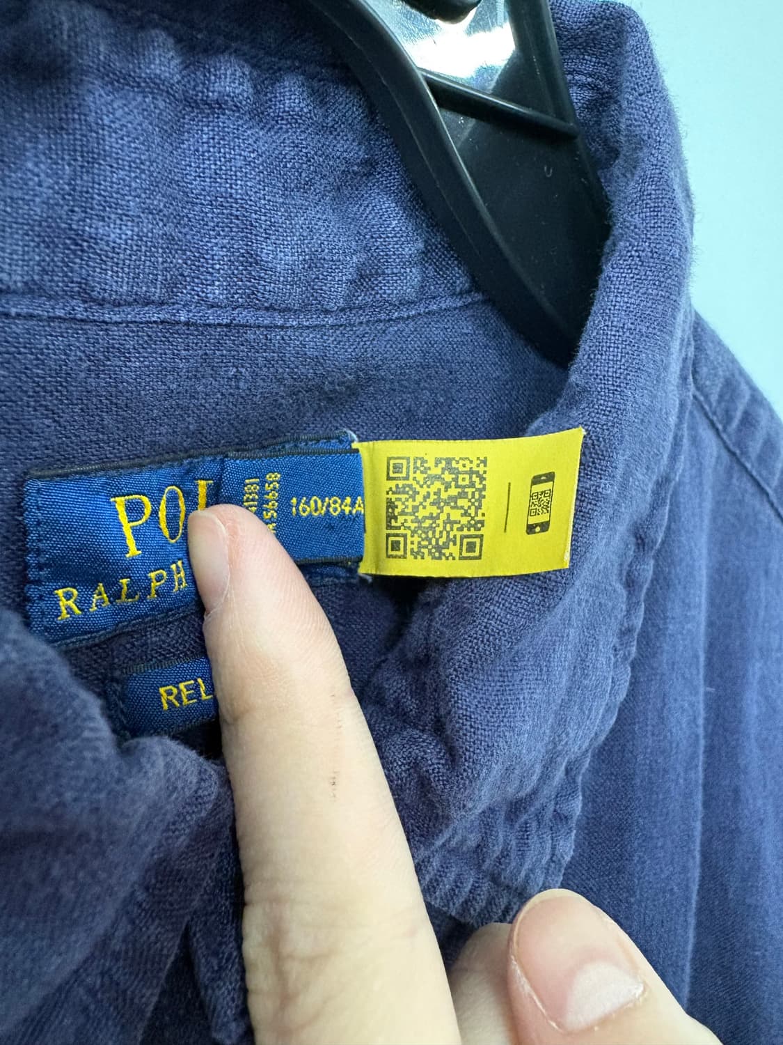 폴로 랄프로렌 QR 신형 네이비 린넨 셔츠 상품이미지6