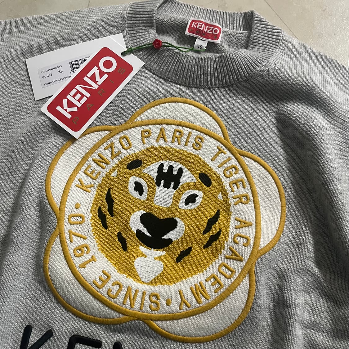 새상품(XS)겐조 타이거 자수 니트 그레이 상품이미지4
