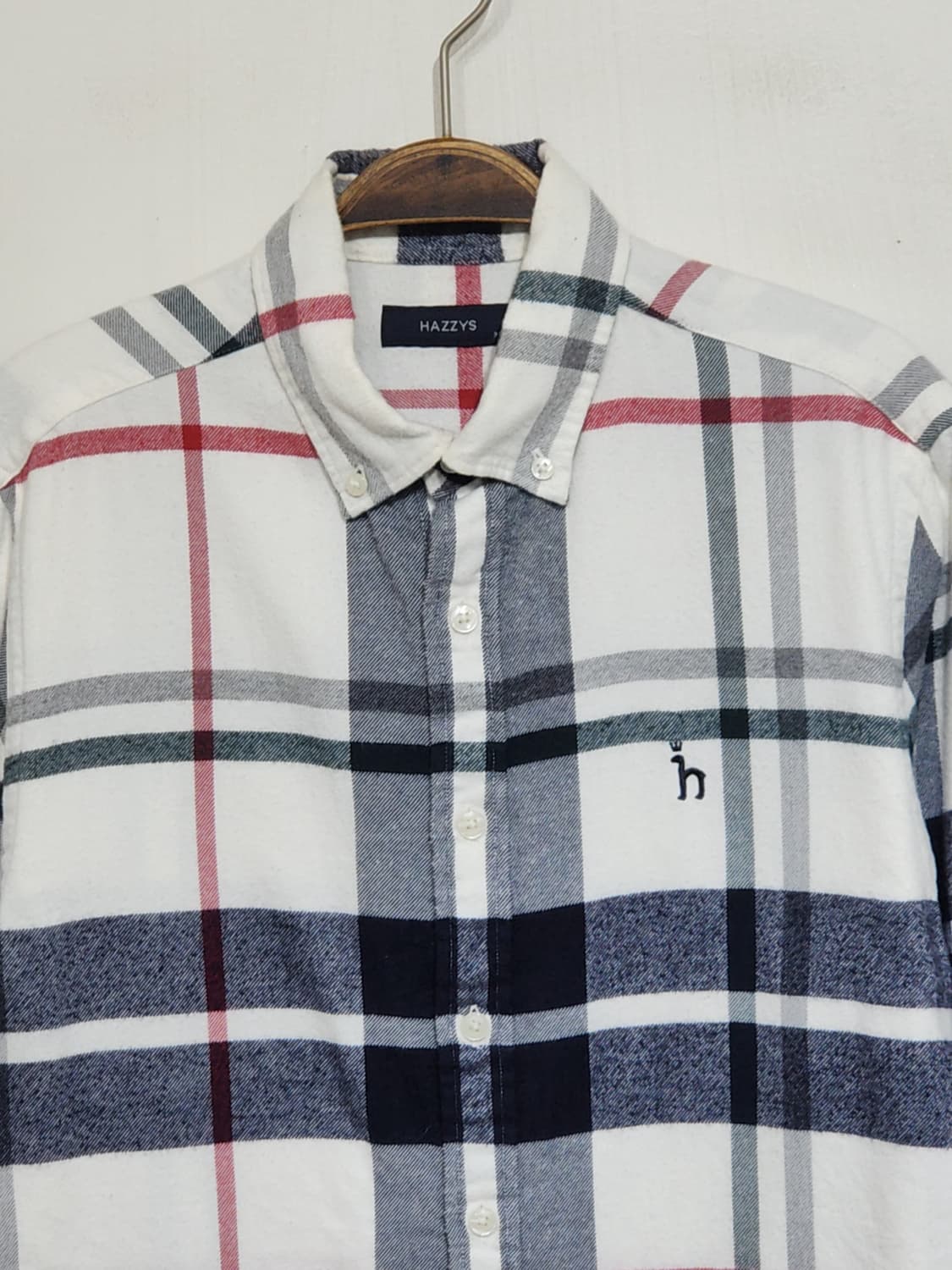 (95) 헤지스 남방 체크 셔츠 기본로고 캐주얼  상품이미지2