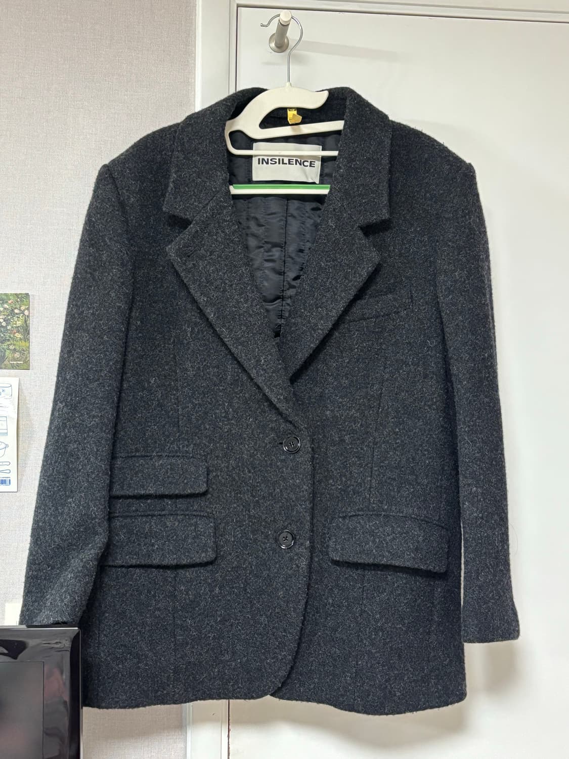 인사일런스 우먼 윈터 오버사이즈 하프 자켓 차콜 S 상품이미지1