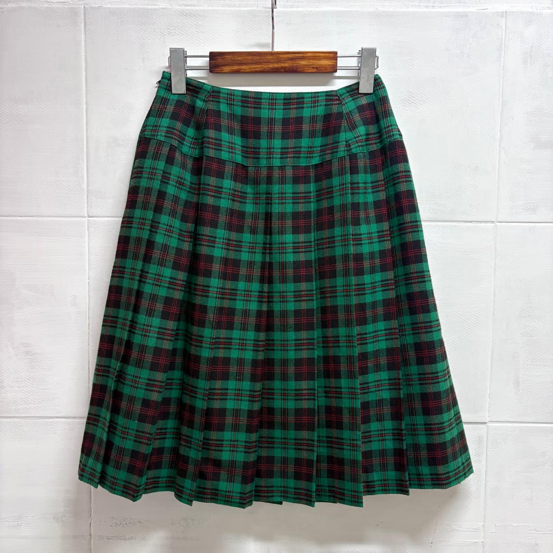 그린 체크 주름 미디스커트 (JPN) 상품이미지3