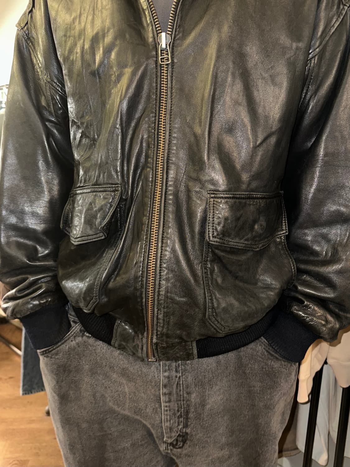 90’s Japanese shell-leather A-2 jacket 상품이미지7