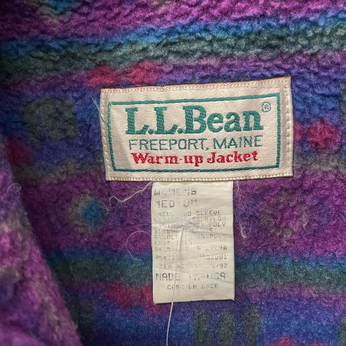 90s 엘엘빈 L.LBean 에스닉 패턴 플리스 안감 웜업 자켓 상품이미지6