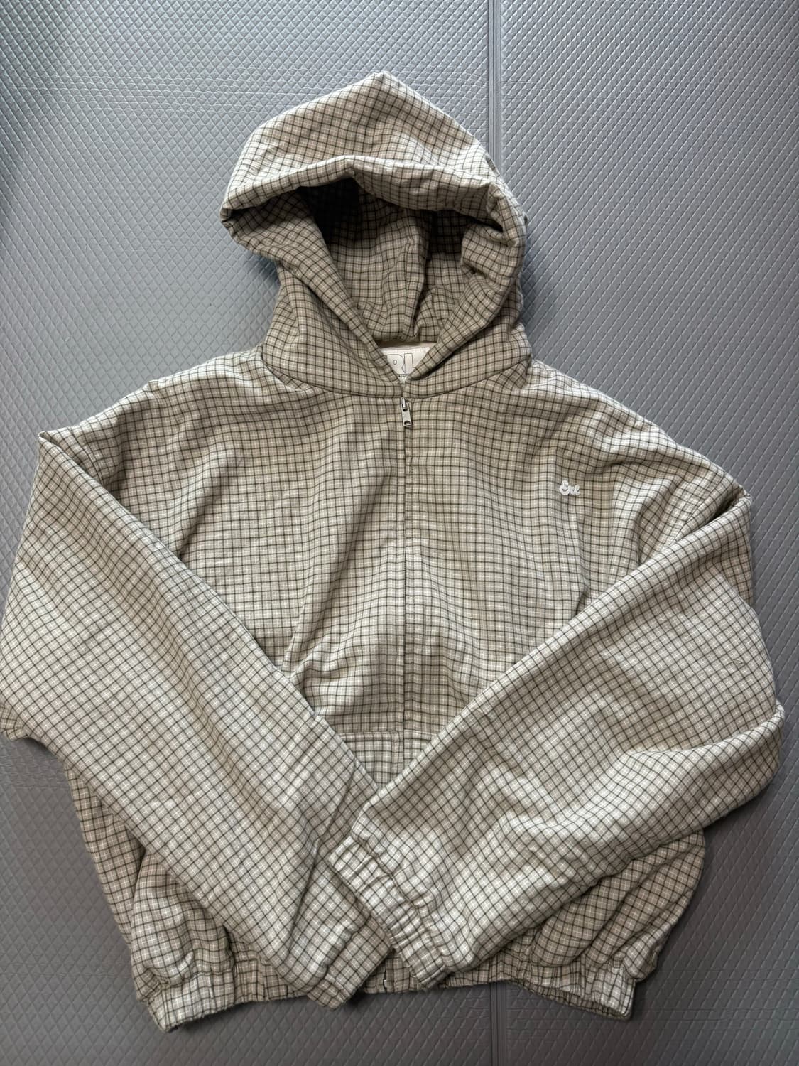 (L) ERL 패디드 체크 후드 집업 상품이미지1