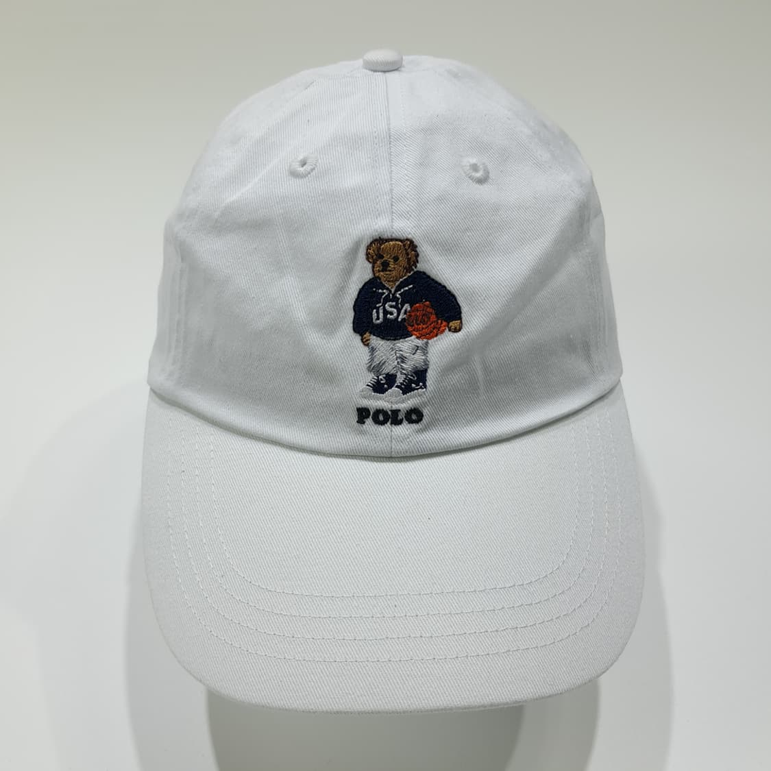 CL248 폴로 코튼 폴로베어자수 화이트 볼캡 모자 상품이미지3