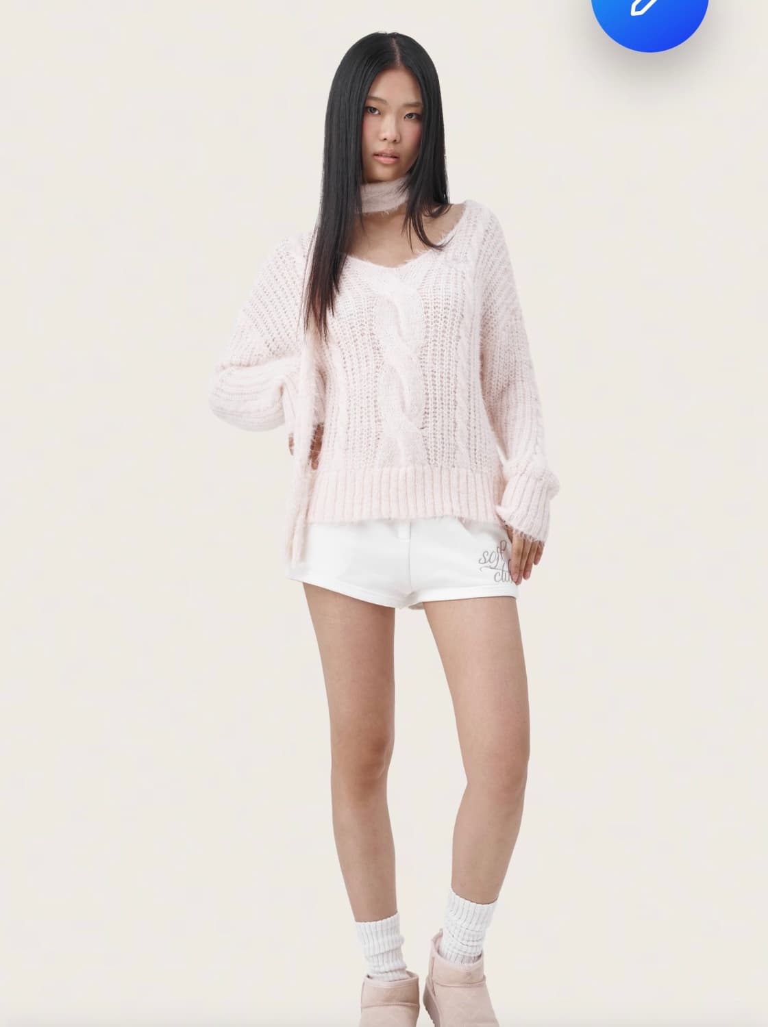 클리시어 소프트 케이블 니트 핑크 머플러 쓰리타임즈 더티스 상품이미지1