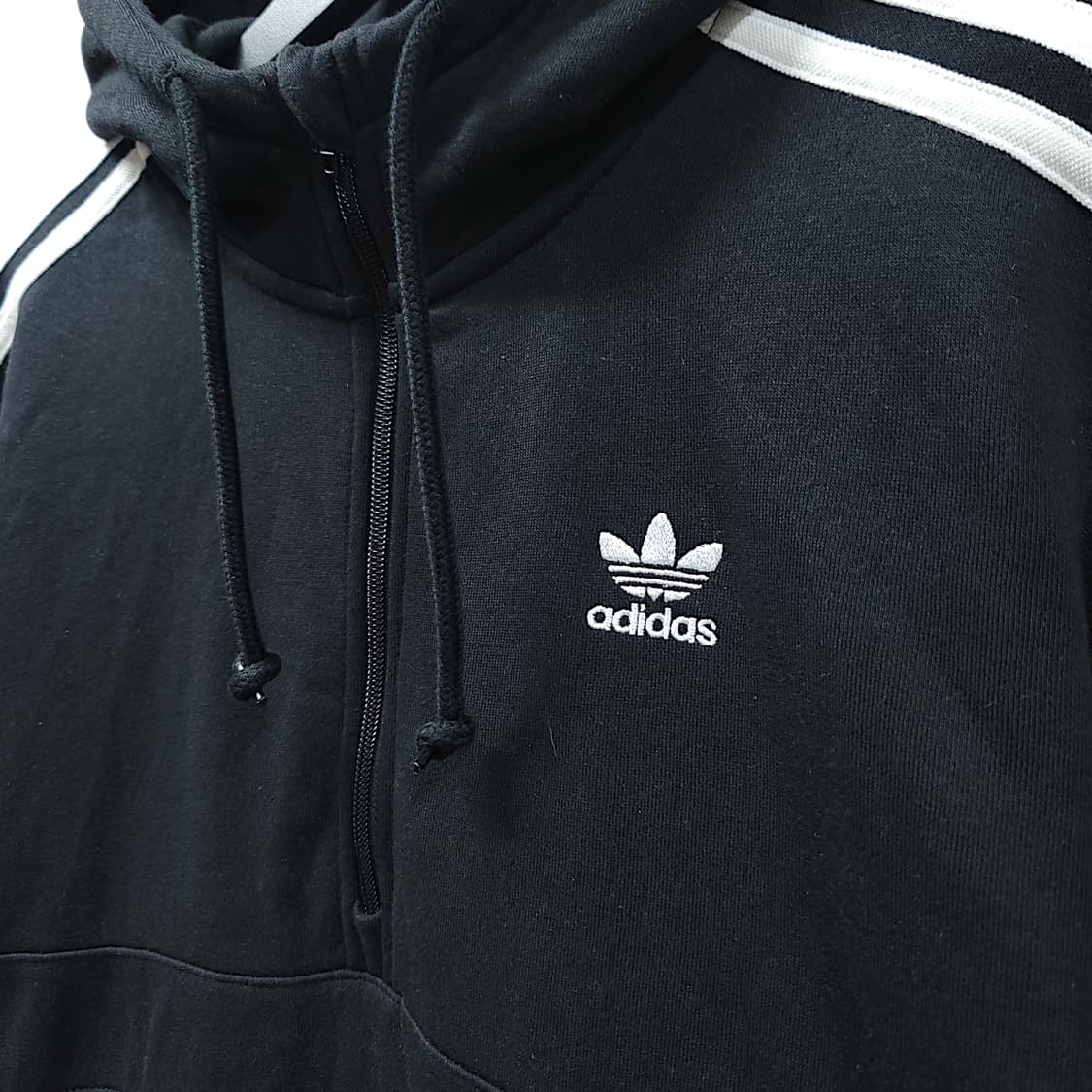 [M] 아디다스 블랙 오리지널 3S 하프집업 기모 후드 아노락 상품이미지4
