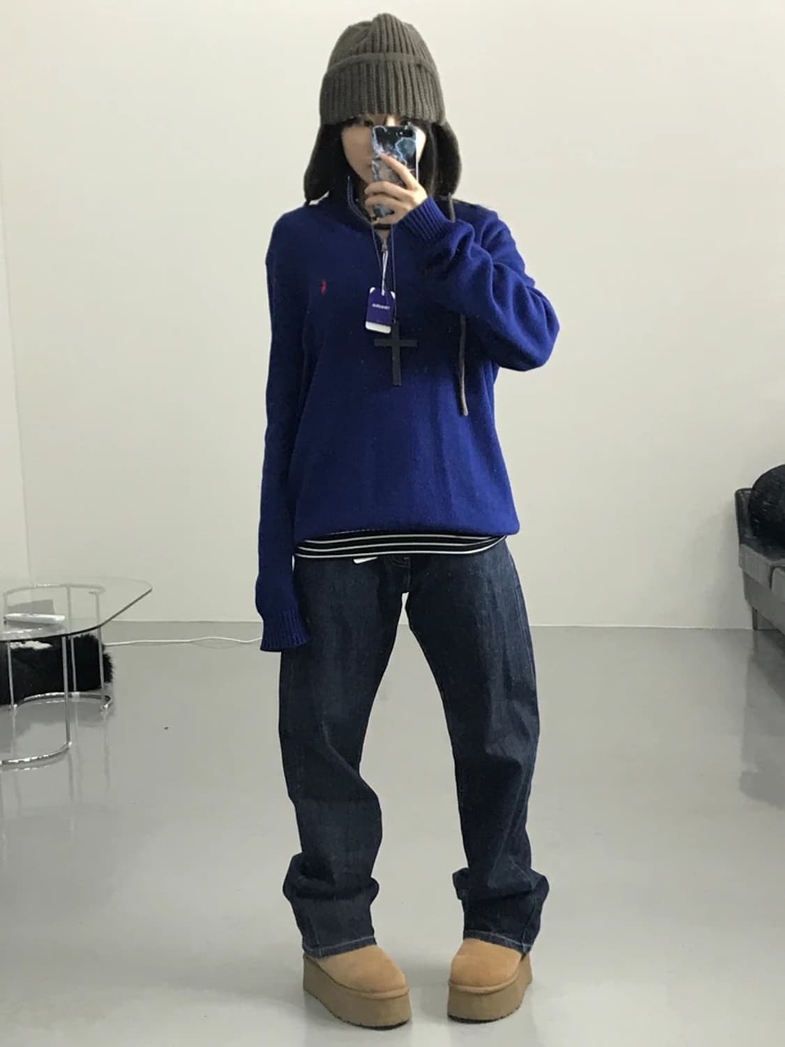 폴로랄프로렌 블루 반집업 니트 상품이미지2