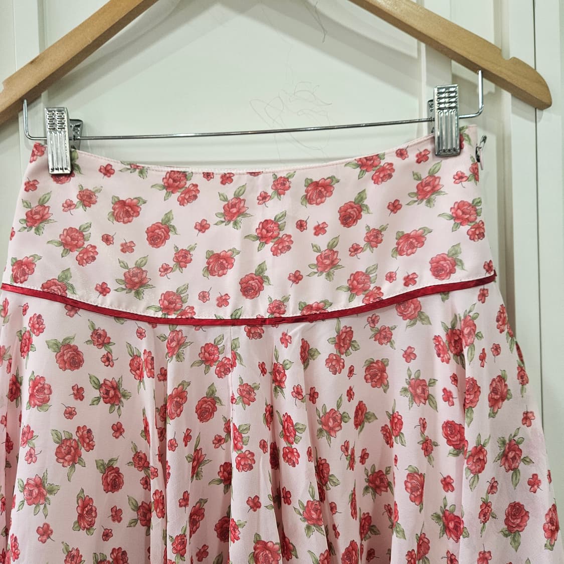 플라워 핑크 쉬폰 플레어 스커트 상품이미지2