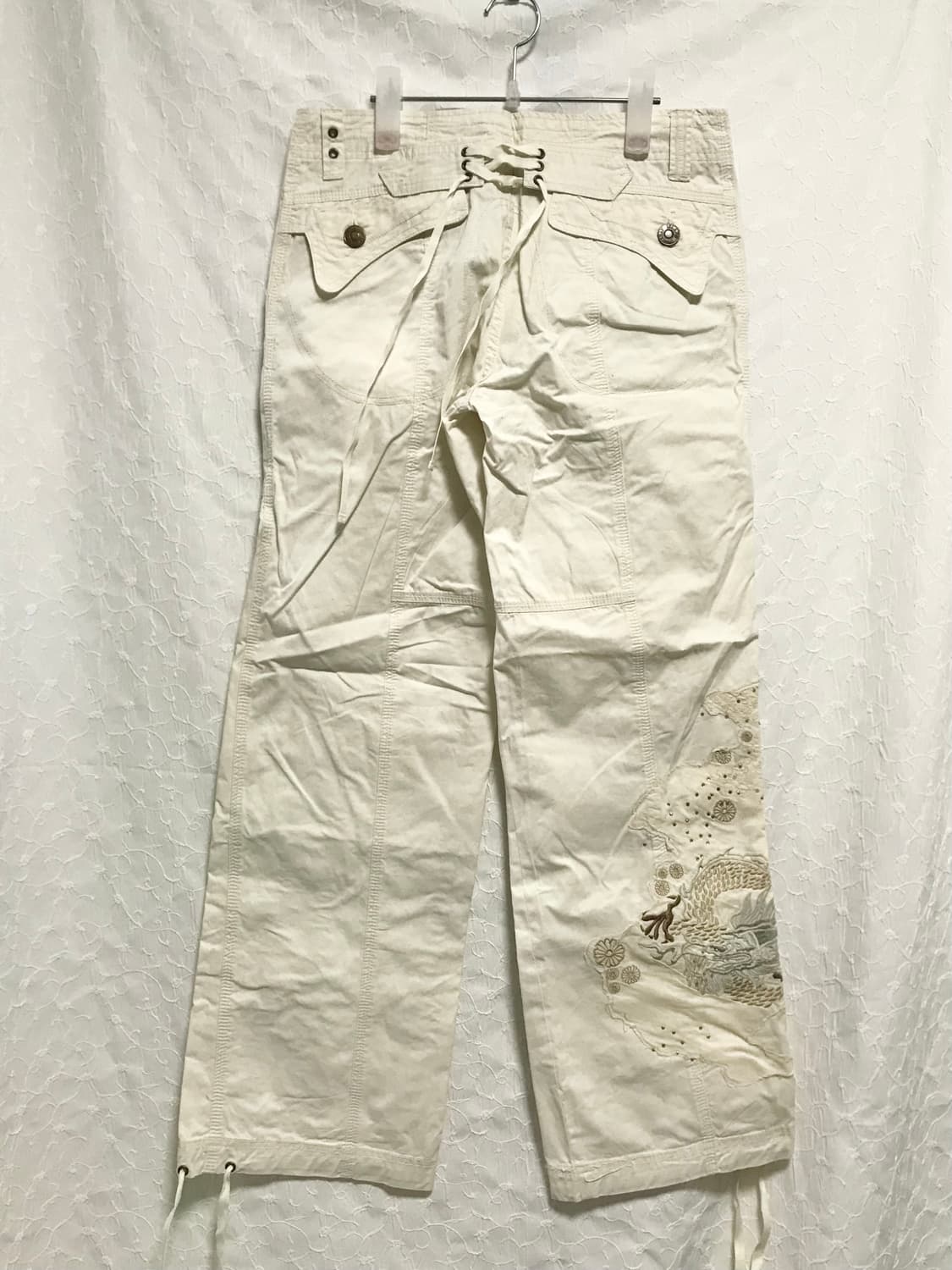 빈티지 y2k 오리엔탈 코르셋 자수 카고 팬츠 상품이미지6