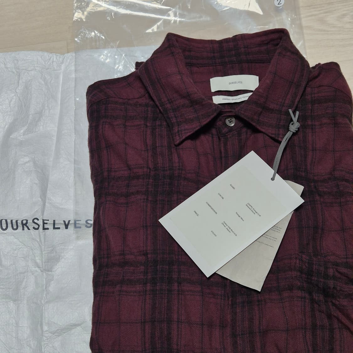 OURSELVES 체크 셔츠 빈티지 와인 (2) 상품이미지2