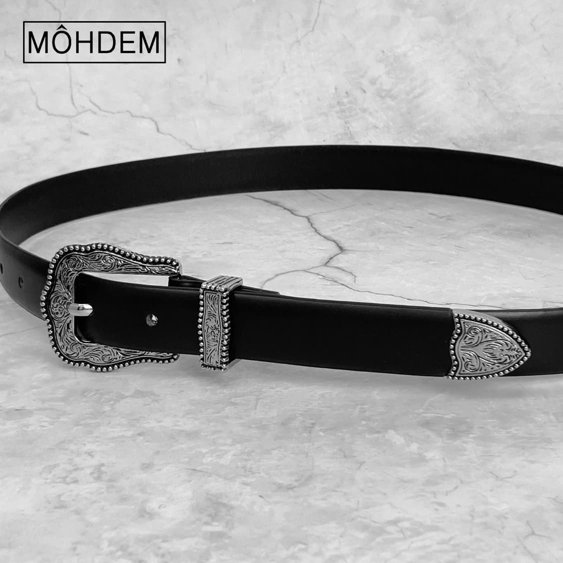 [Uinsex] 클래식 웨스턴 이태리가죽 벨트 블랙 상품이미지8