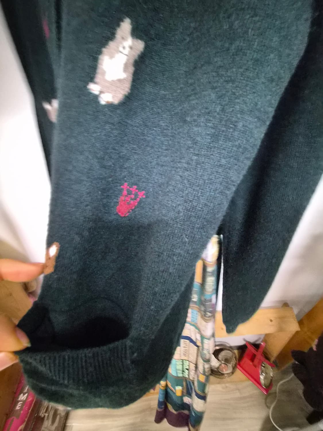 키이스 순모가디건. lusso 언발 일러스트 스커트 상품이미지5