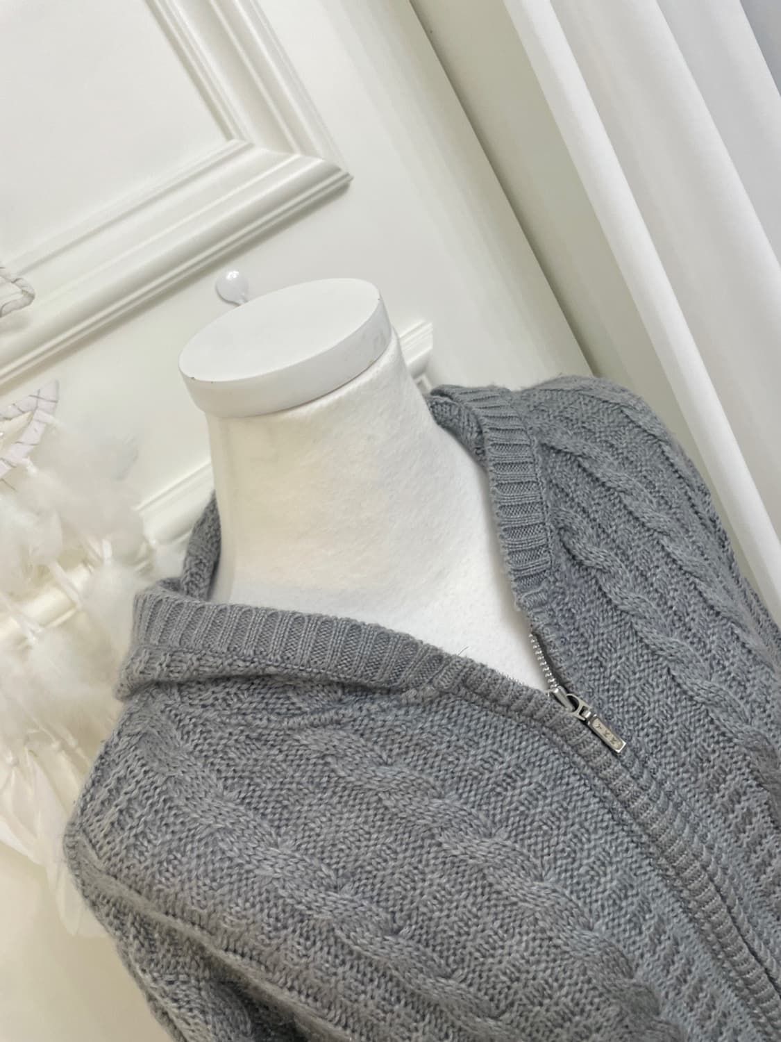 charcoal gray twist basic knit hoodie-zi 상품이미지7