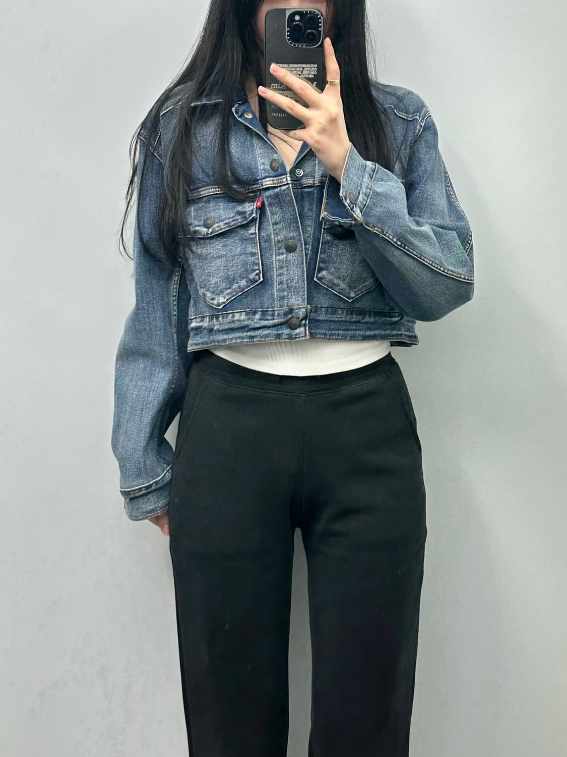 리바이스 우먼스 레드탭 워싱 크롭 데님 자켓 상품이미지1