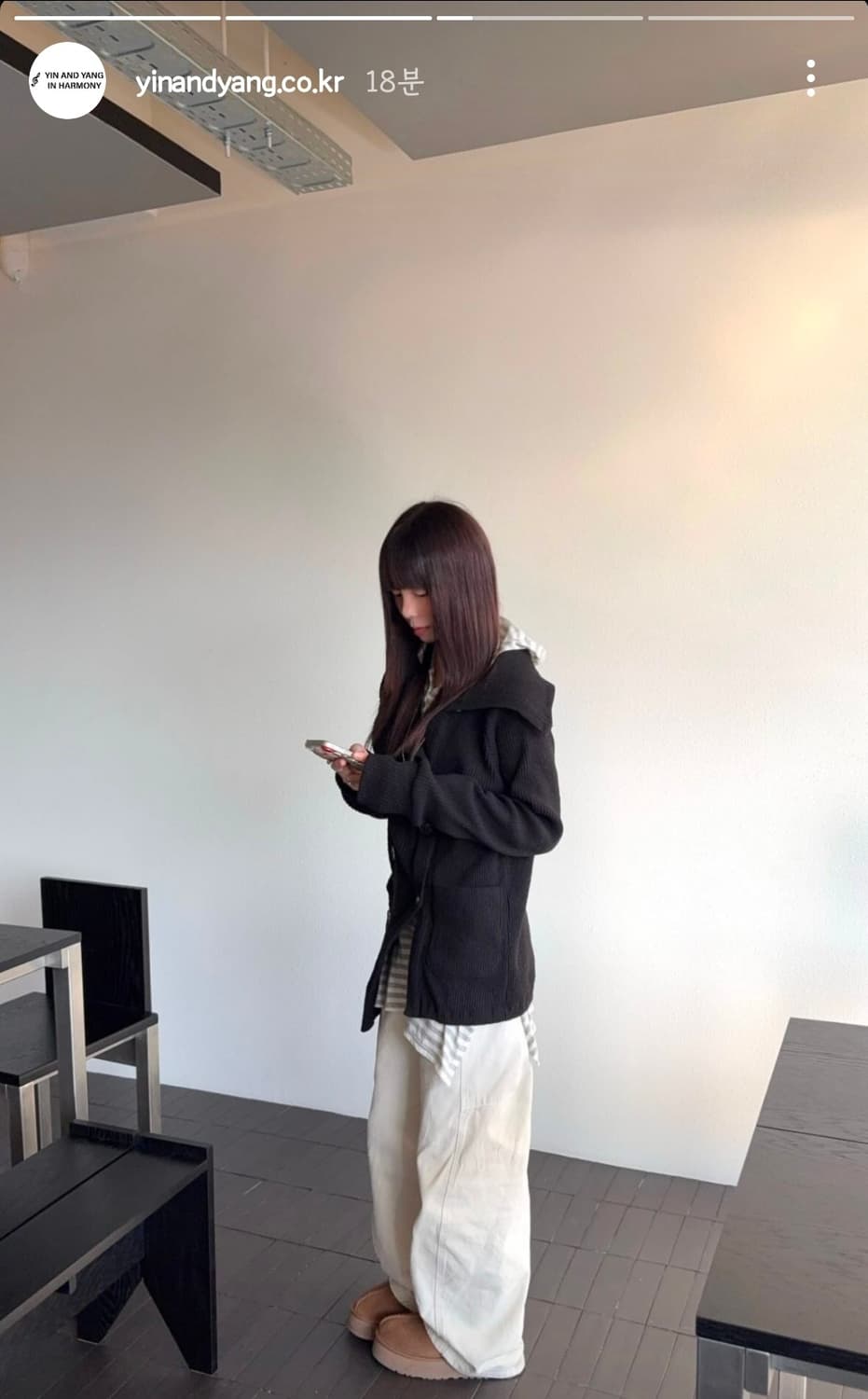 인앤양인하모니 더블 버튼 가디건 블랙  상품이미지3