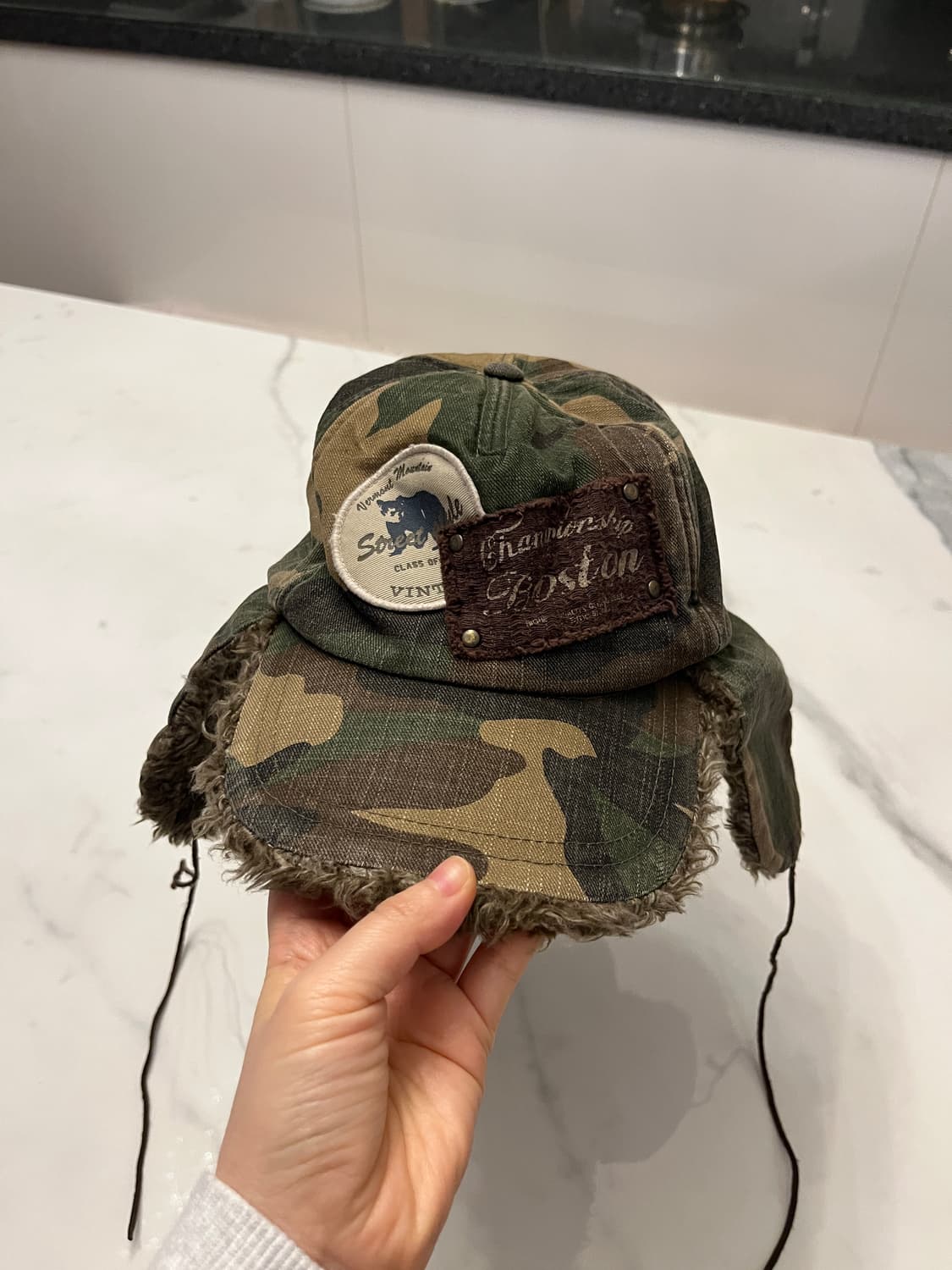 빈티지 카모 귀도리 모자 상품이미지1